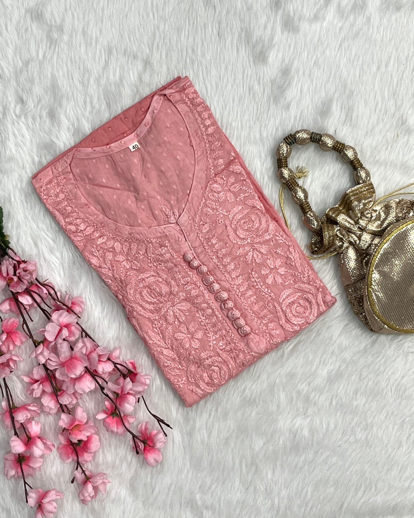 Zainab Dobby Long Chikankari Handwork Kurtis
