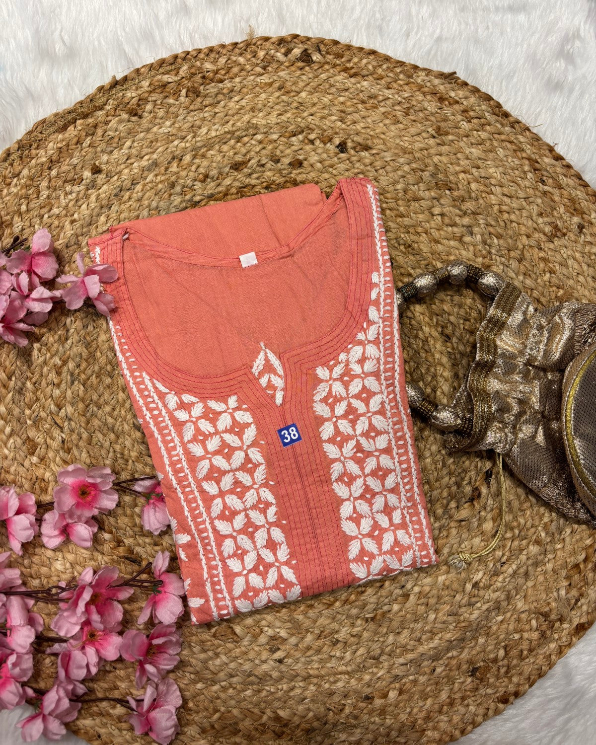 Cotton Long Straight Cross Flower Side Straight Design