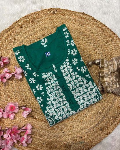 Cotton Long Straight Side Cross Centre Flower Design