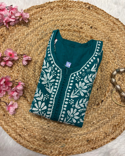 Cotton Long Straight Centre Button Flower Design