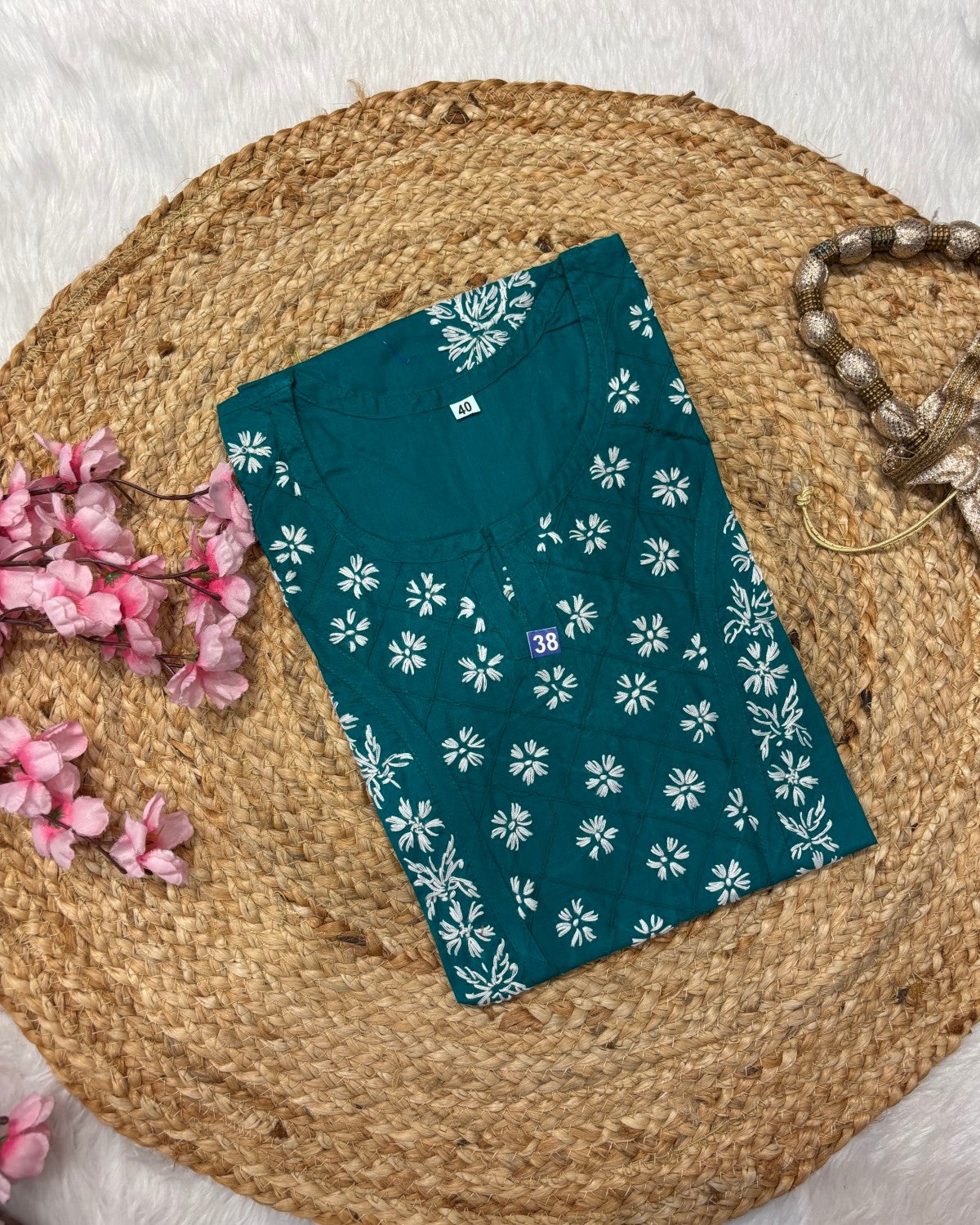 Cotton Long Straight Cross Flower Design
