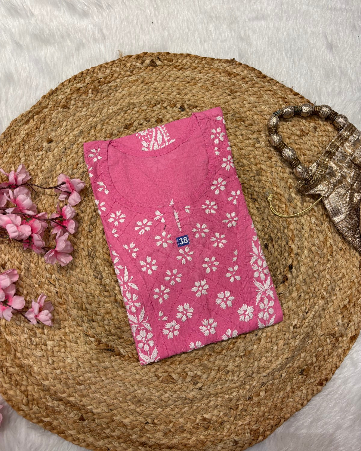 Cotton Long Straight Cross Flower Design