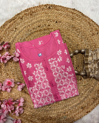 Cotton Long Straight Side Cross Centre Flower Design