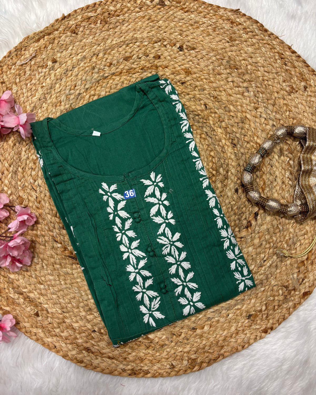 Cotton Long Straight Centre Pintex Design