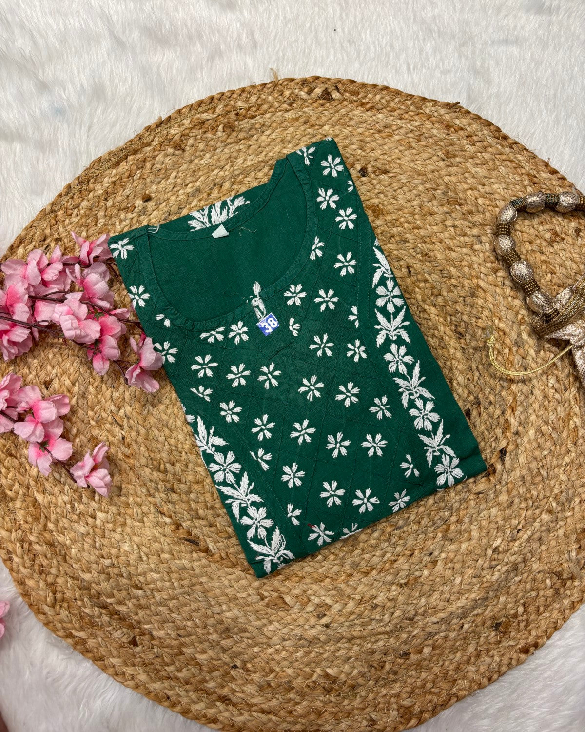 Cotton Long Straight Cross Flower Design