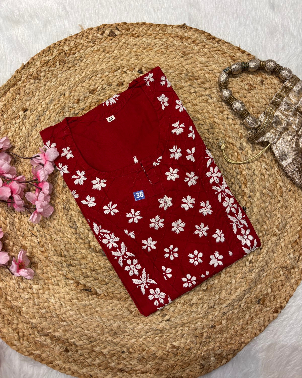 Cotton Long Straight Cross Flower Design