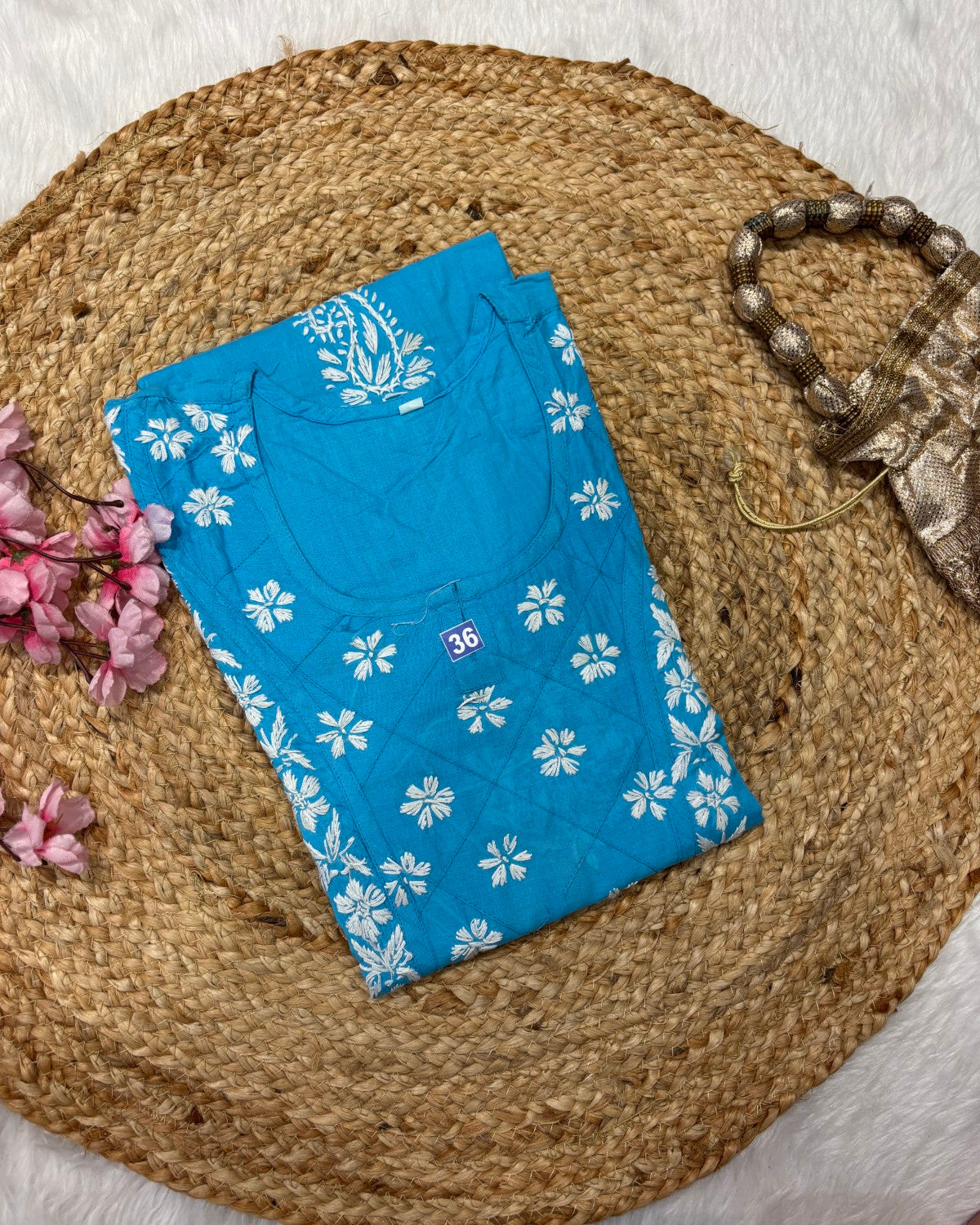 Cotton Long Straight Cross Flower Design