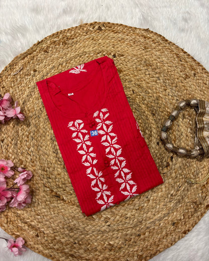Cotton Long Straight Centre Pintex Design