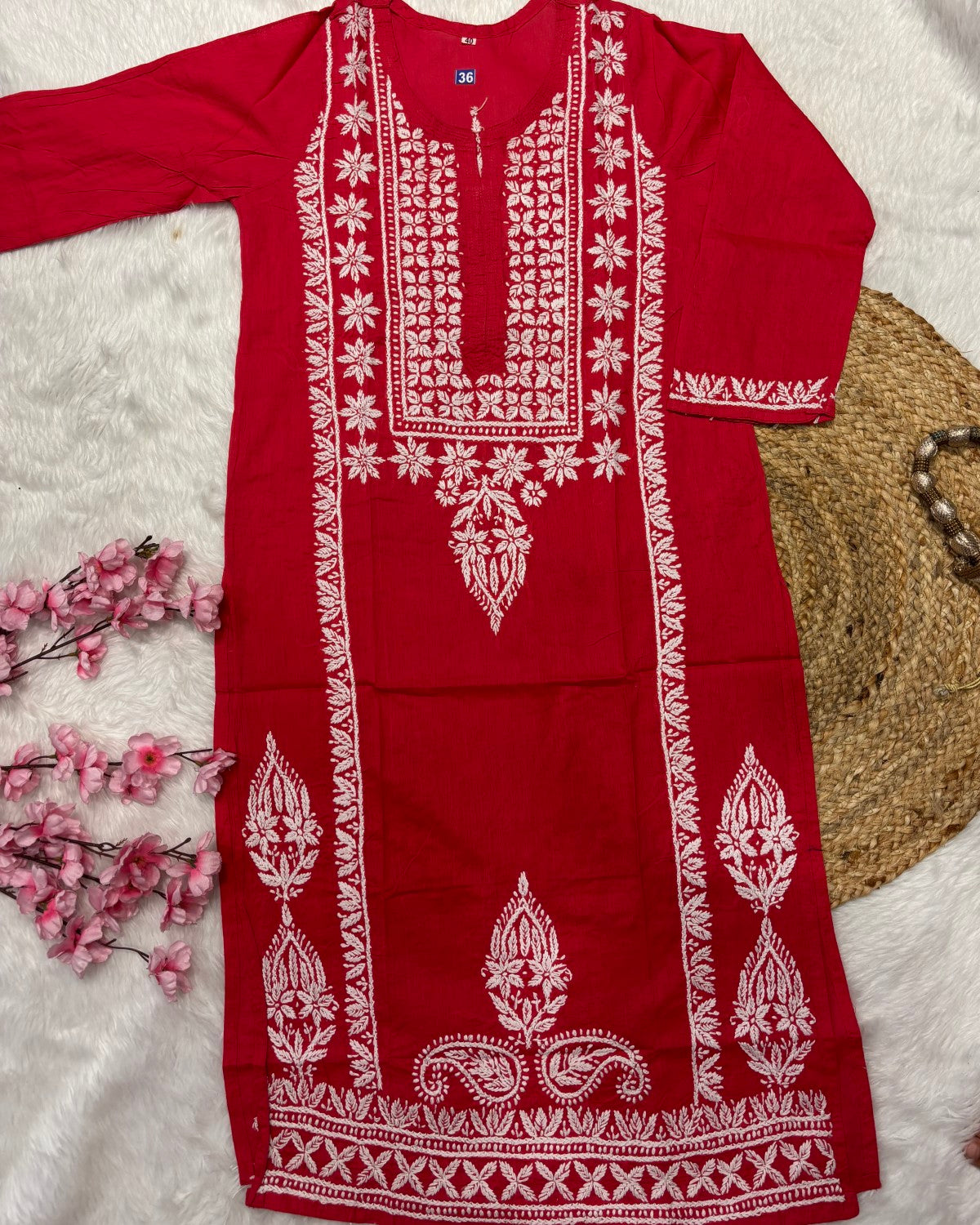 Cotton Long Straight Cross Flower Side Straight Design