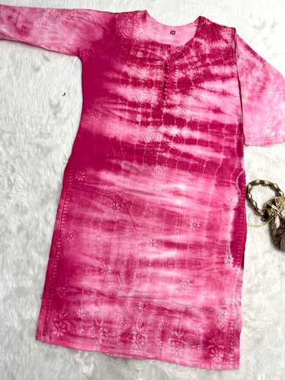 Zainab Dobby Long Chikankari Handwork Kurtis