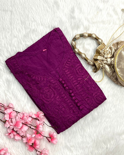 Zainab Dobby Long Chikankari Handwork Kurtis